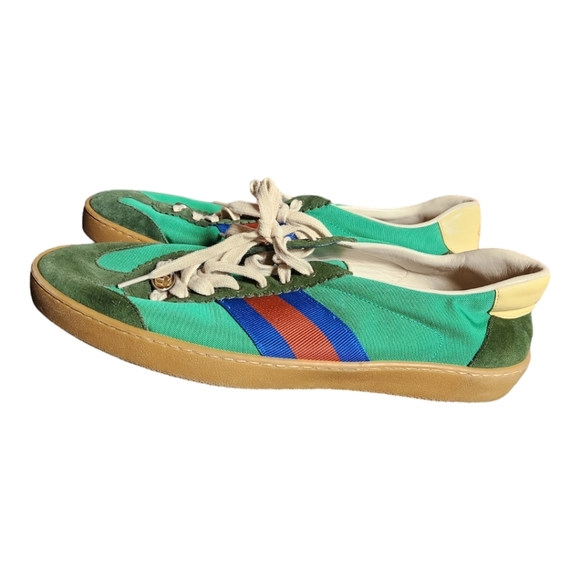 Men's green web accent Gucci low top sneakers size 11 - Picture 1 of 11